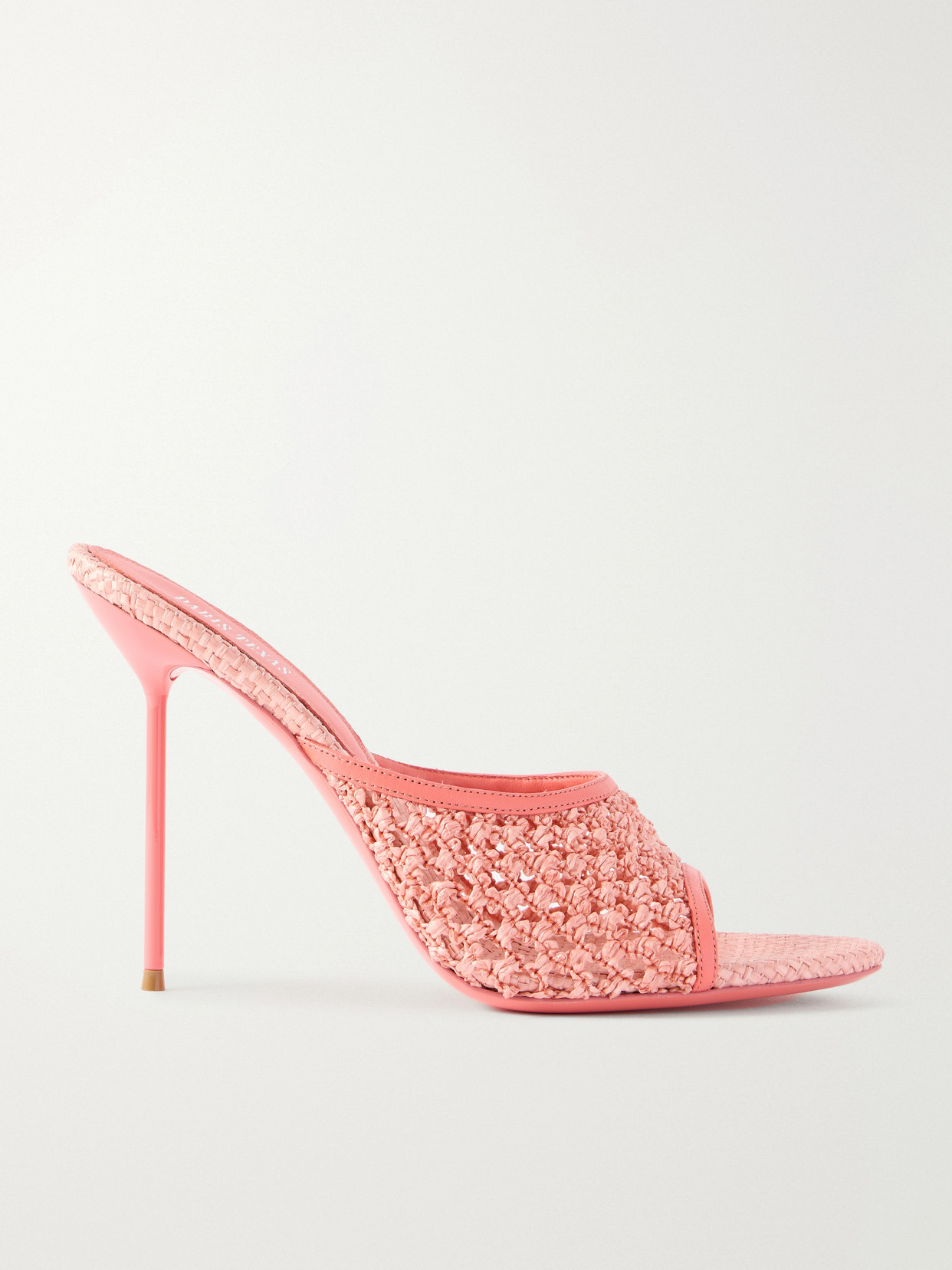 Paris Texas Lidia Leather-trimmed Straw Mules In Pink