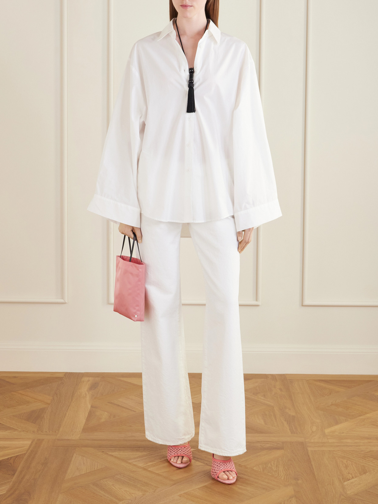 Lidia 105 Leather-Trimmed Straw Mules