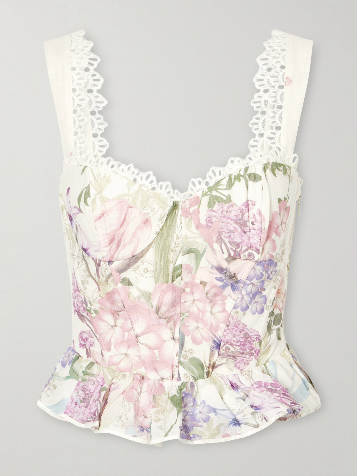 Charo Ruiz Floret Floral Cotton-blend Top In Multi