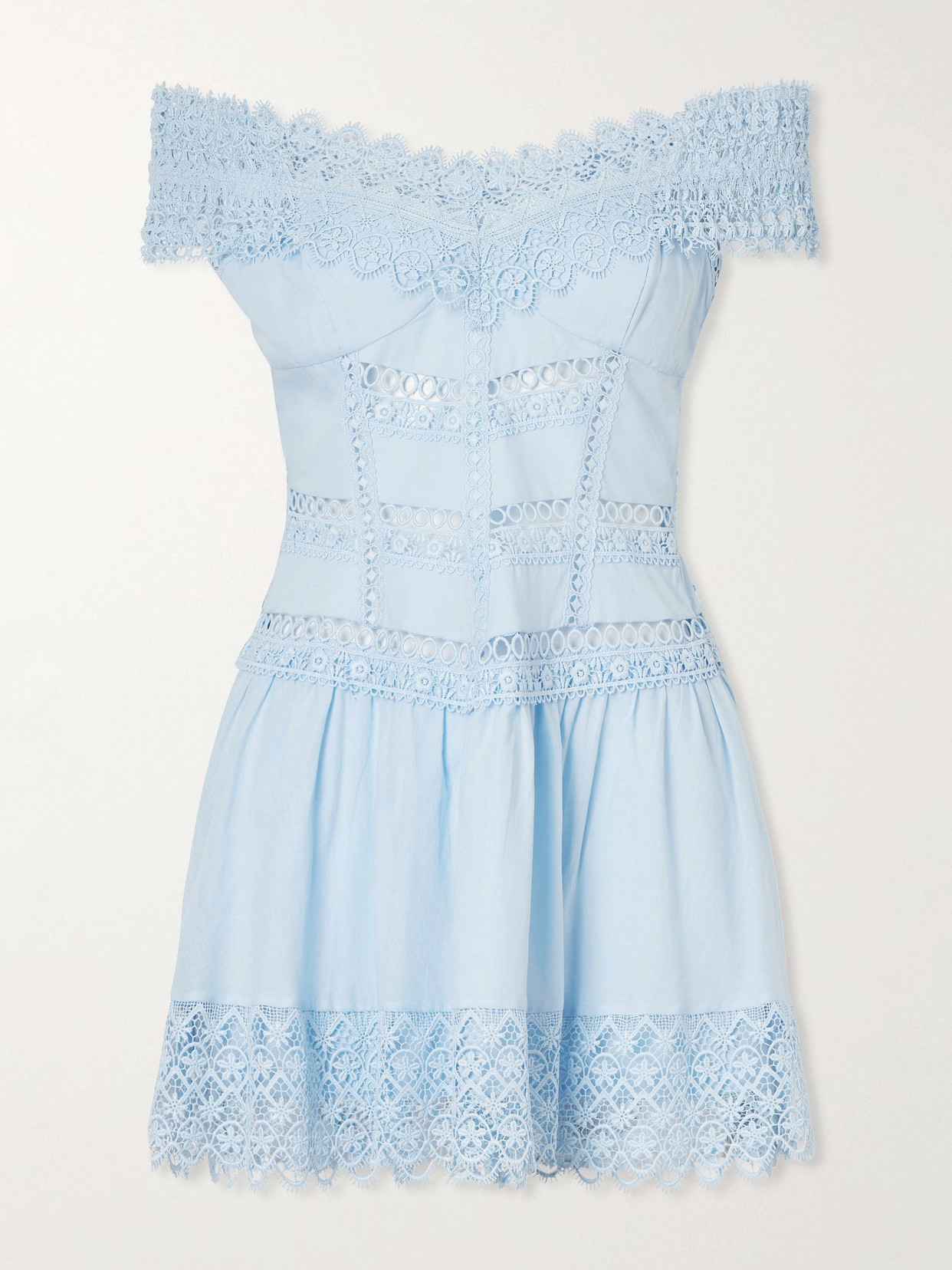 Charo Ruiz Eliane Cotton-blend Mini Dress In Blue