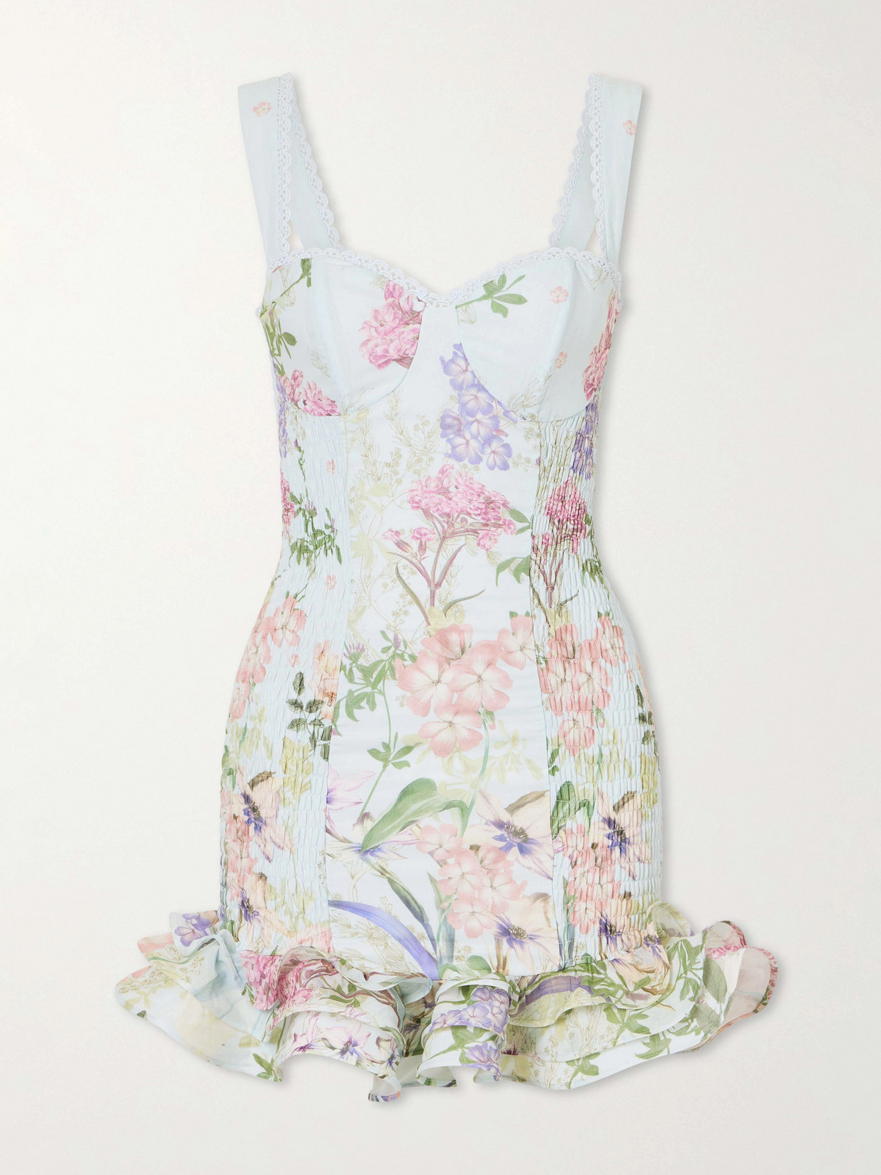 Charo Ruiz Sunil Floral-print Cotton-blend Mini Dress In Brown