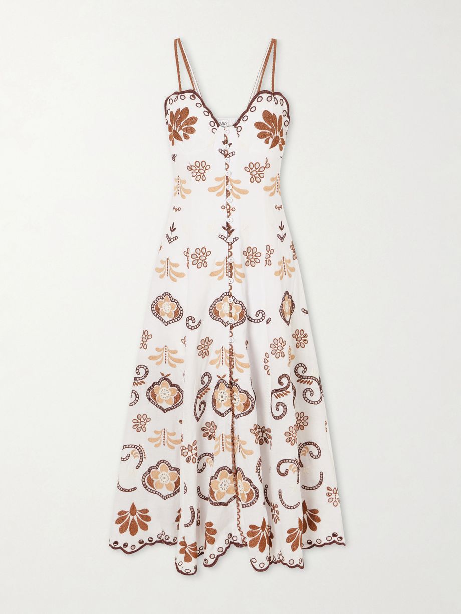 Lorina broderie anglaise cotton-blend midi dress