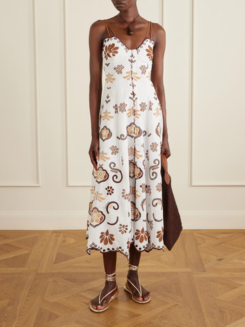 Charo Ruiz Lorina broderie anglaise cotton-blend midi dress