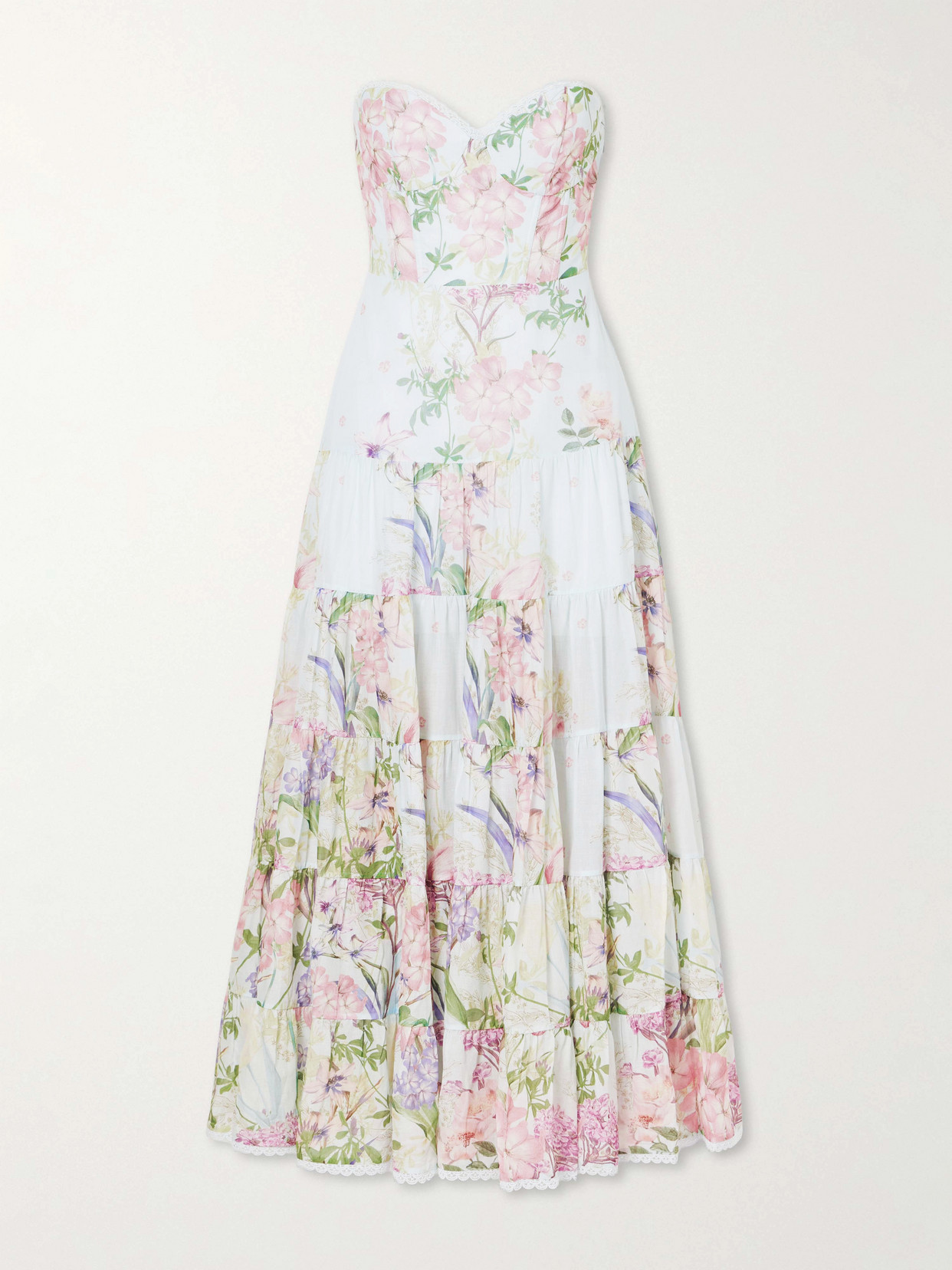 Charo Ruiz Danny Floral-print Cotton-blend Midi Dress In Blue