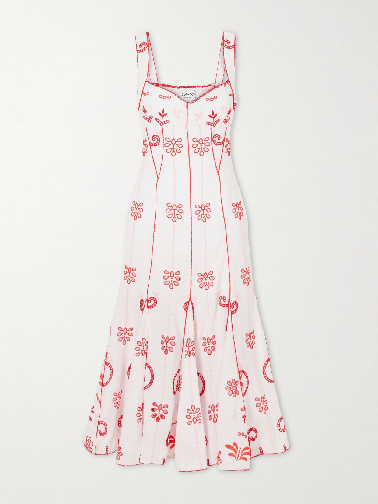 Naia tiered broderie anglaise cotton-blend midi dress