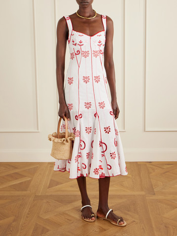 Charo Ruiz Naia tiered broderie anglaise cotton-blend midi dress