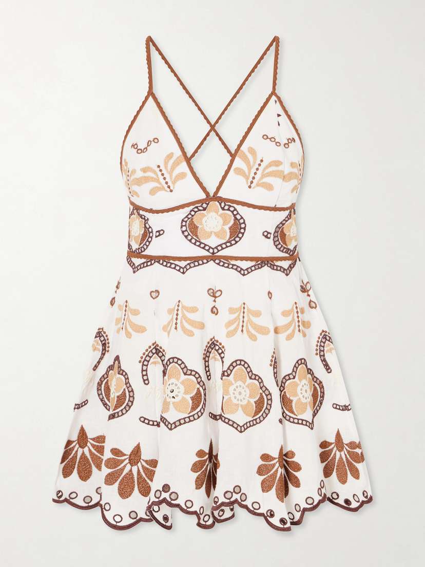 Charo Ruiz Jela Broderie Anglaise Cotton-blend Mini Dress