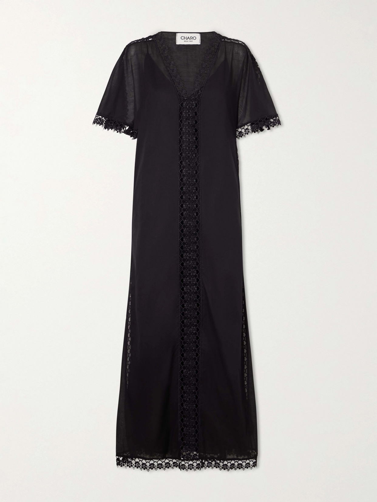 Charo Ruiz - Embroidered Cotton-blend Cover-up - Black