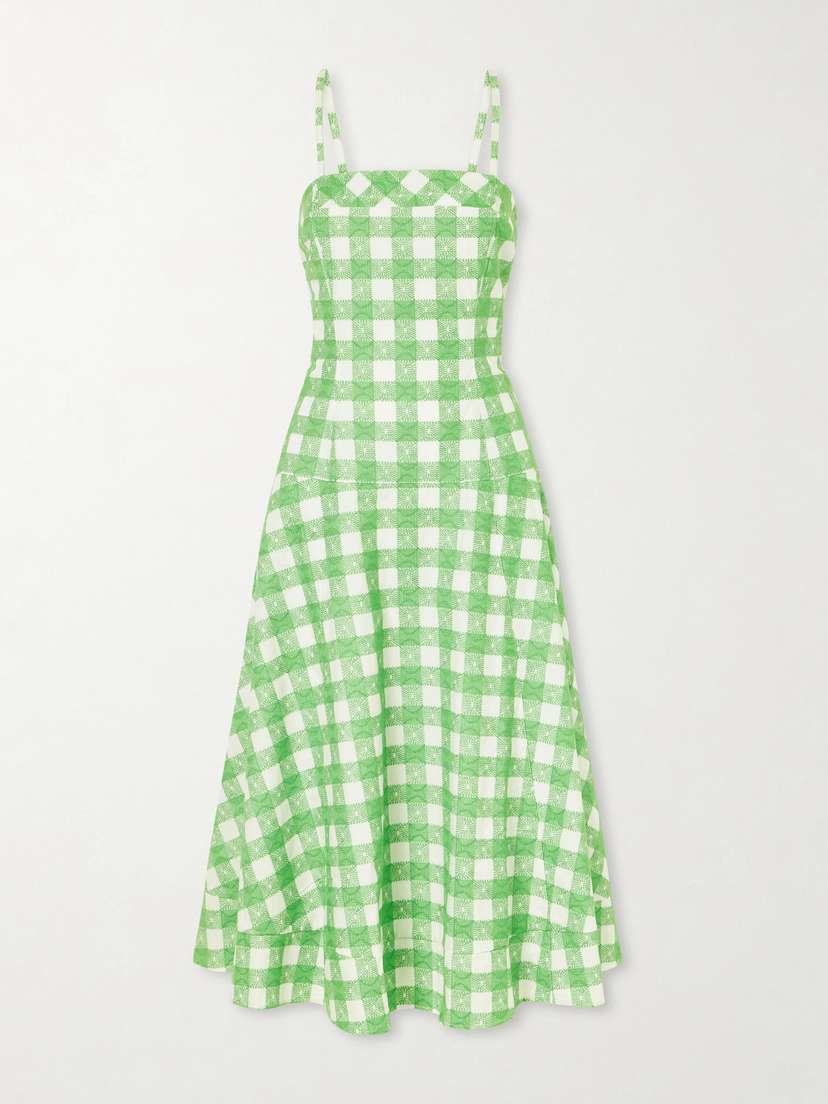 Rosie Assoulin Drope Me A Note Checked Cotton Midi Dress