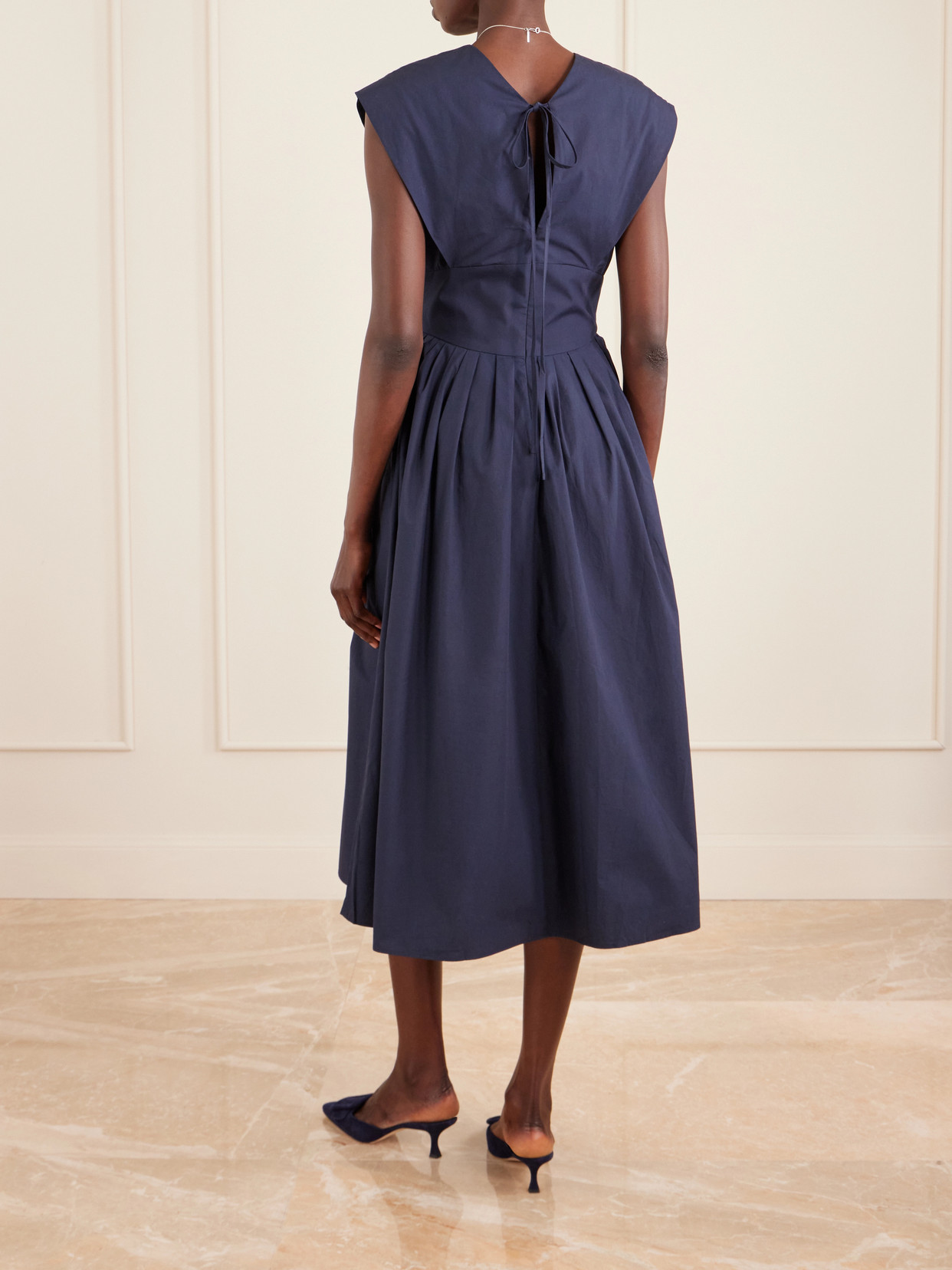 Rosie Assoulin In Full Bloom Gathered Cotton-taffeta Midi Dress In Blue