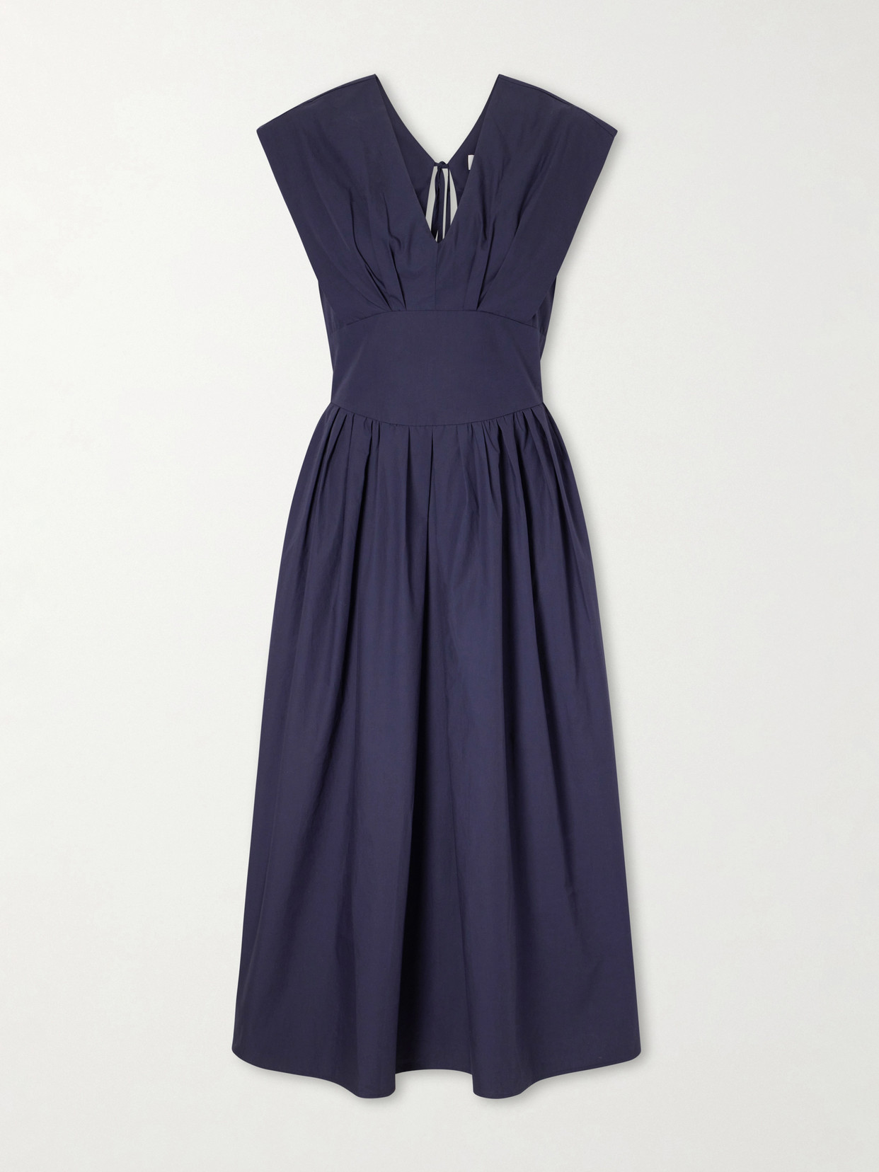 Rosie Assoulin In Full Bloom Gathered Cotton-taffeta Midi Dress In Blue