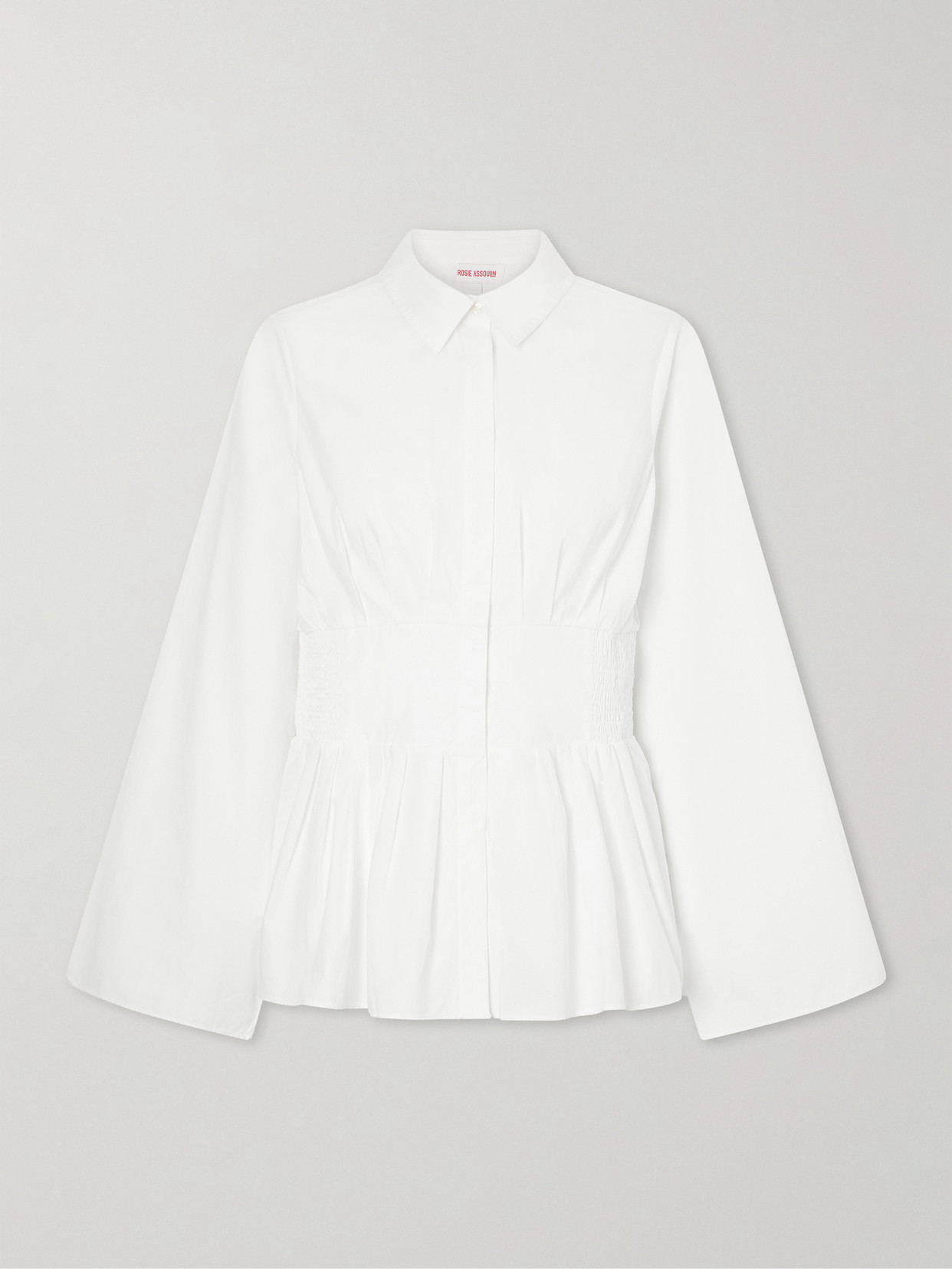 Boogie Woogie Bugle Boy Shirred Cotton-Poplin Blouse