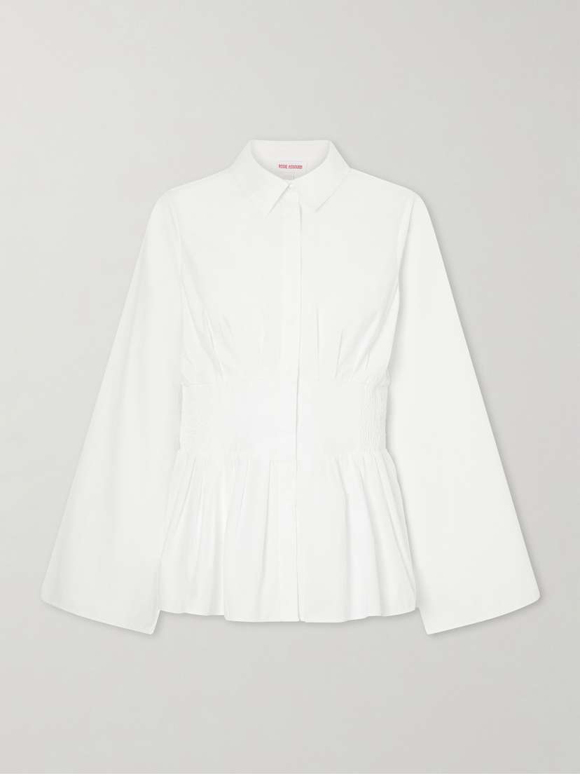 Rosie Assoulin Boogie Woogie Bugle Boy Shirred Cotton-poplin Blouse