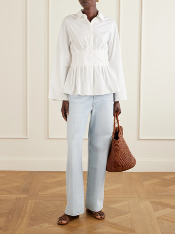 Stella McCartney - + NET SUSTAIN cotton-poplin peplum shirt | Plush