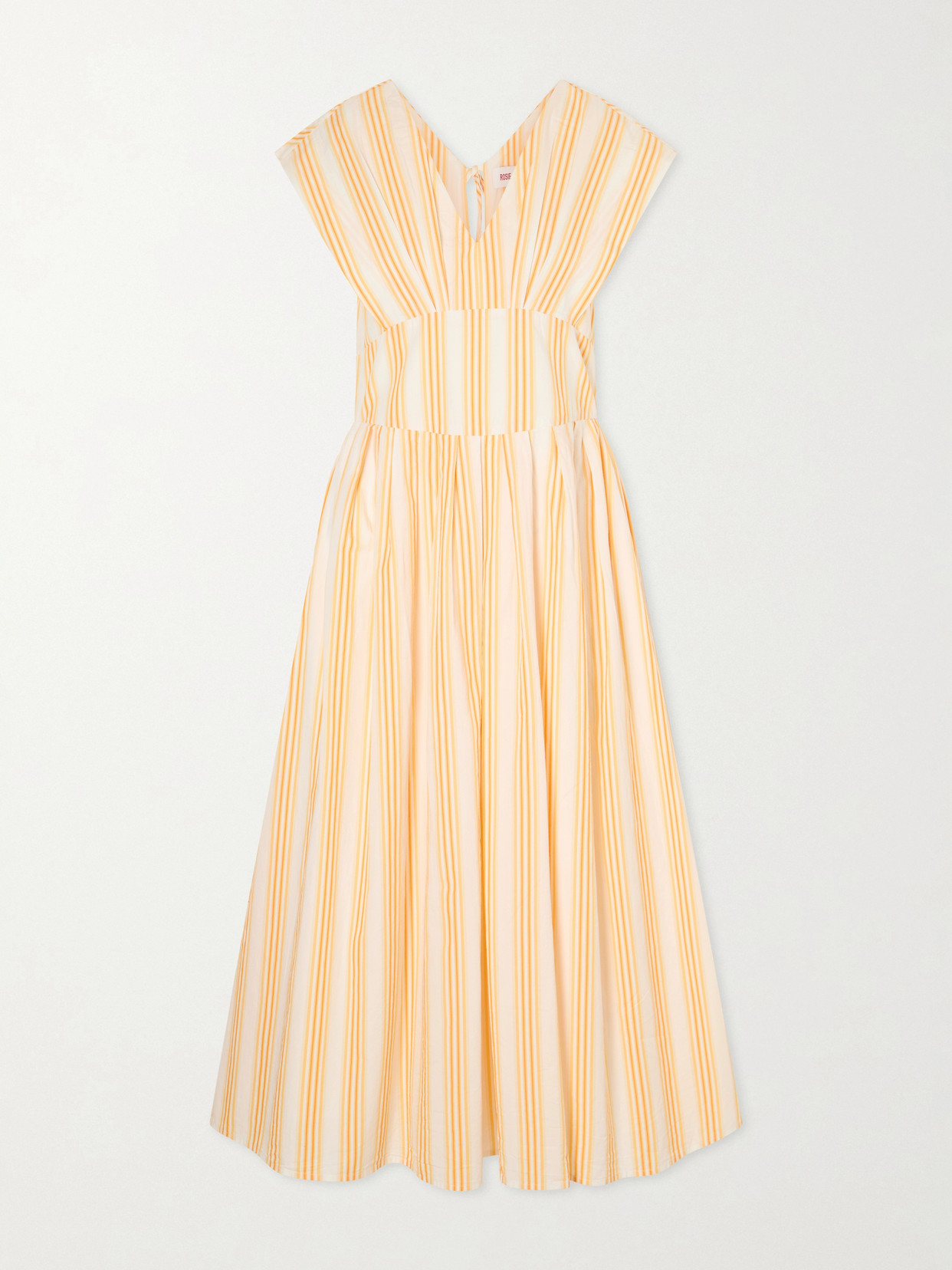 Rosie Assoulin - In Full Bloom Gathered Striped Cotton-taffeta Midi Dress - Orange