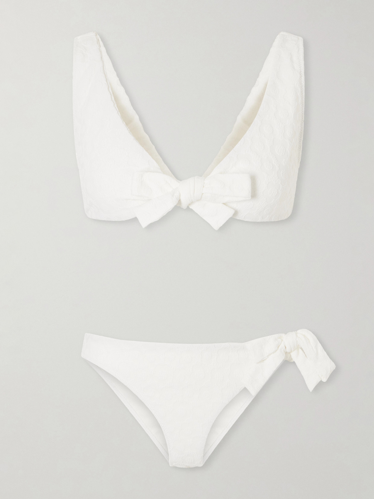 Lisa Marie Fernandez Bow Floral-jacquard Bikini In White