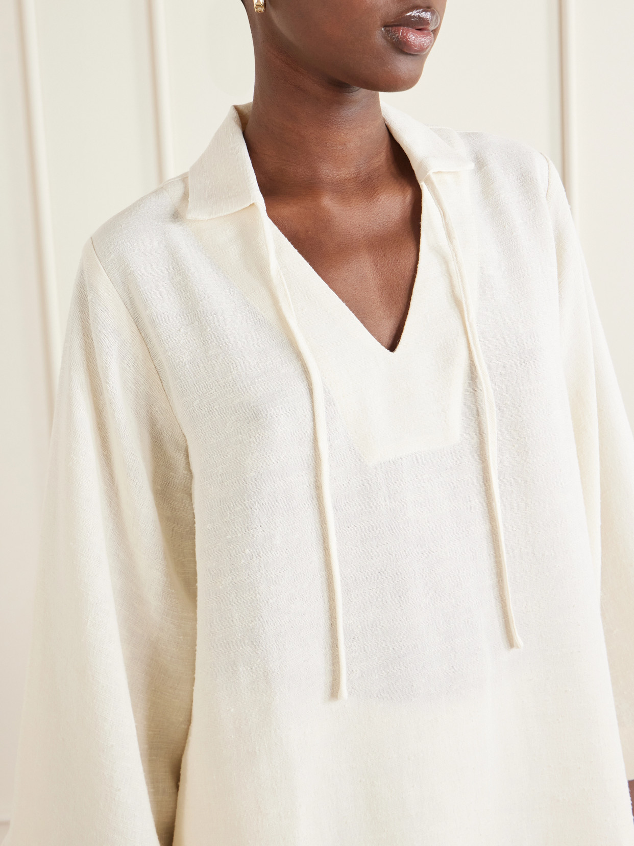 Tie-Detailed Woven Tunic
