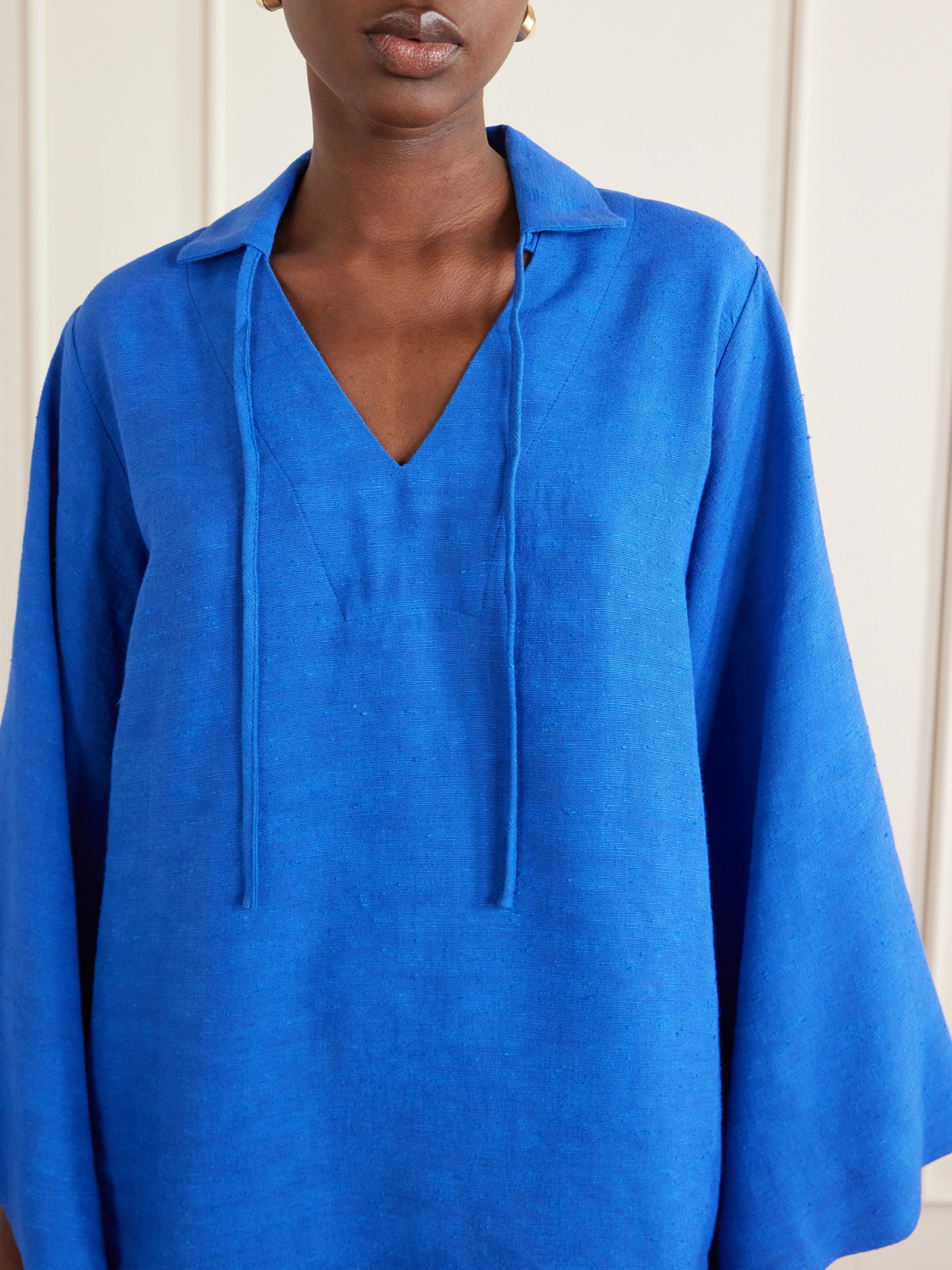 Tie-Detailed Woven Tunic