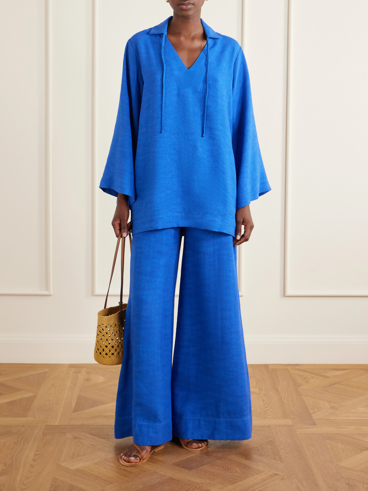 Tie-Detailed Woven Tunic