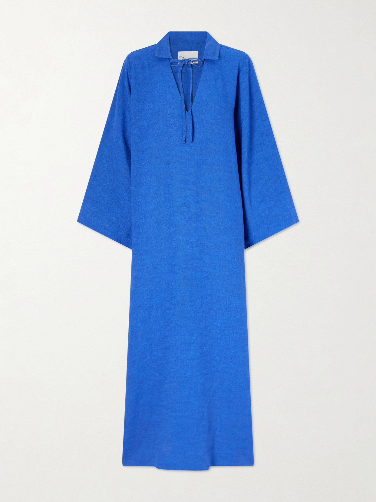 Lisa Marie Fernandez Tie-detailed Woven Maxi Dress In Blue