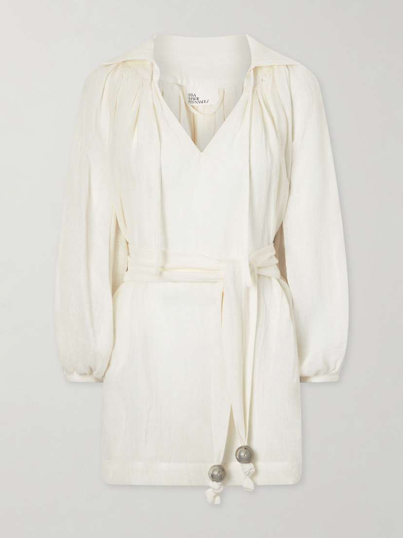 Lisa Marie Fernandez Poet Belted Linen Mini Dress
