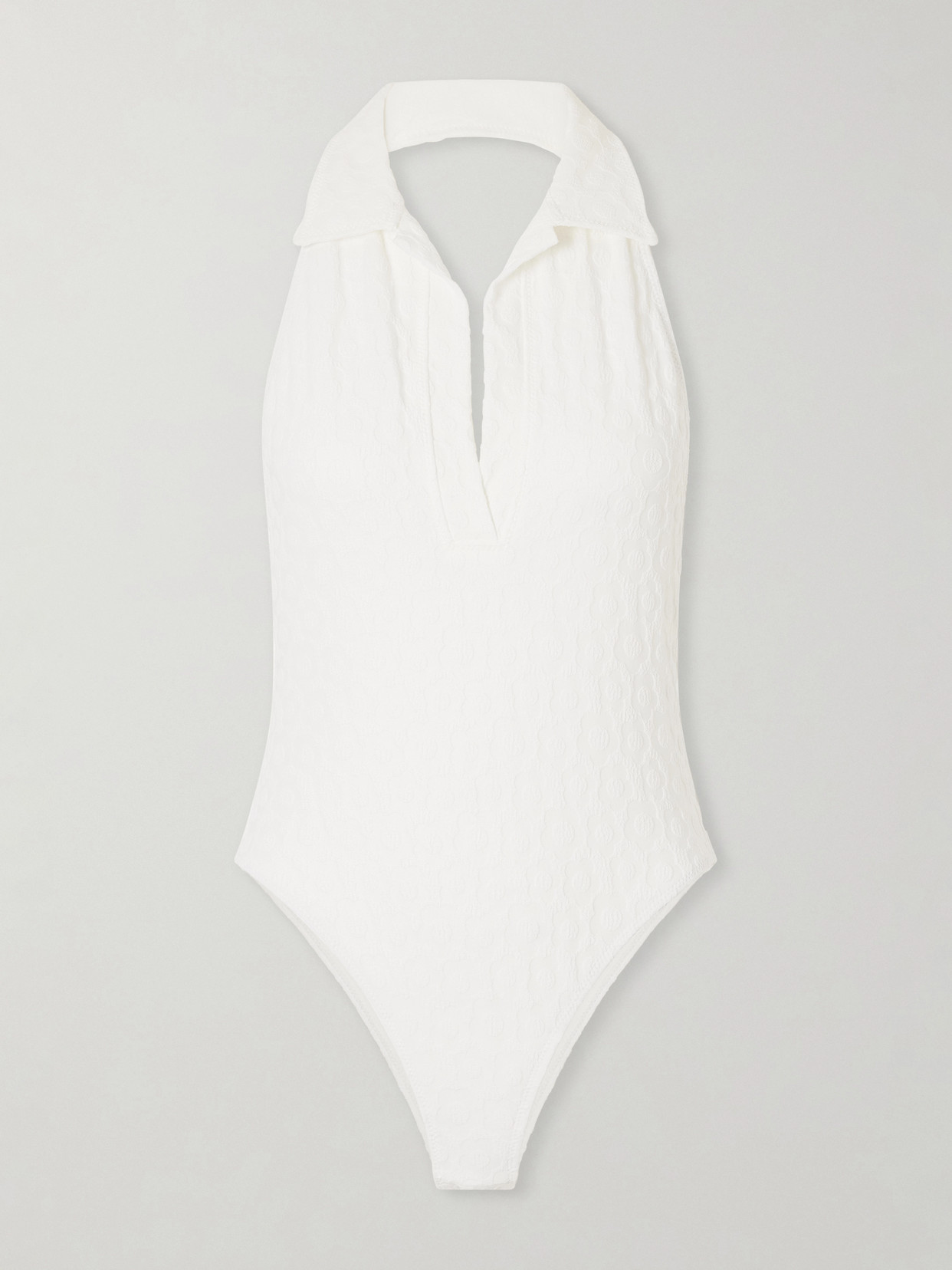Lisa Marie Fernandez Polo Floral-jacquard One-piece In White