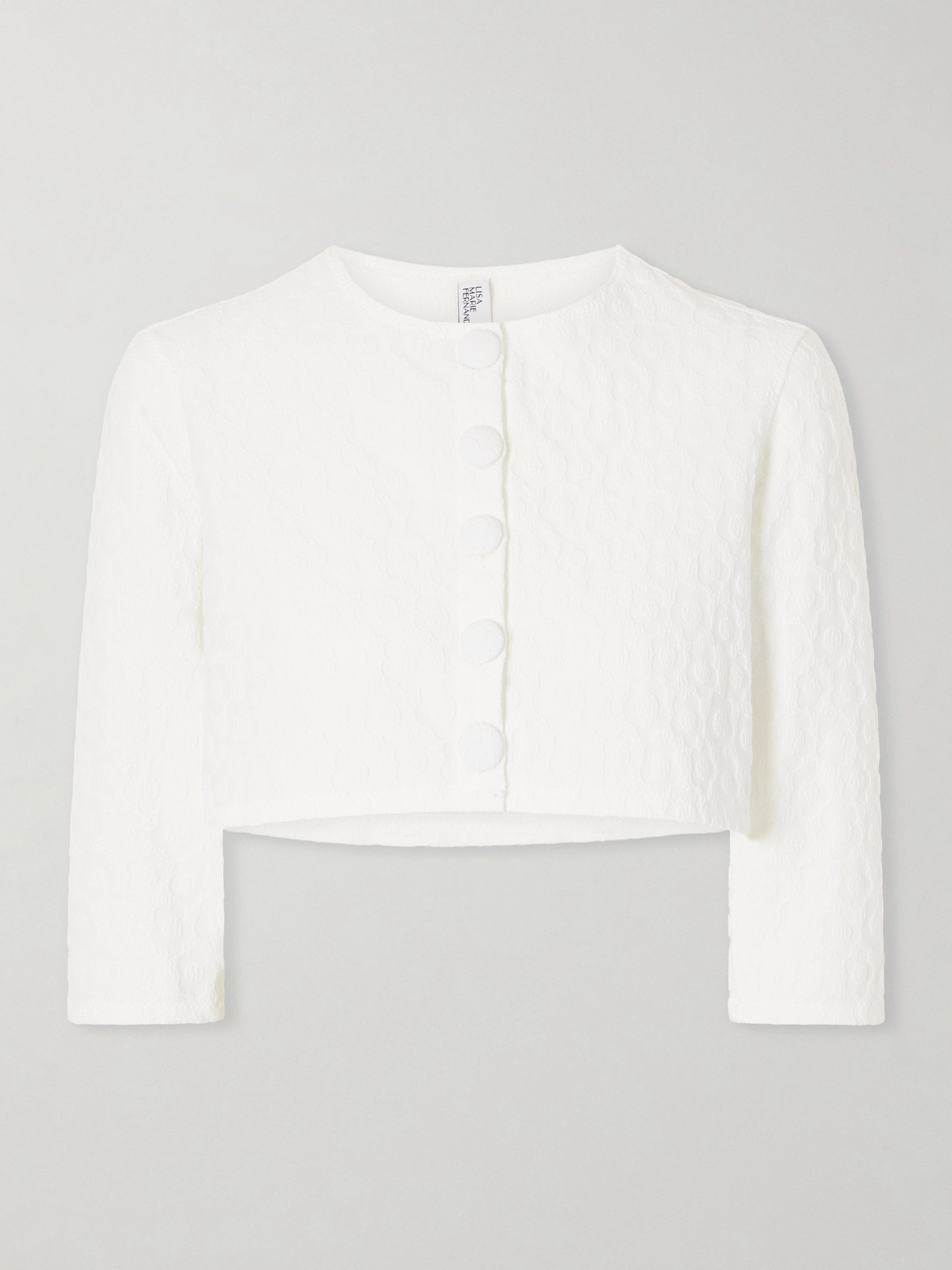 Cropped Floral-Jacquard Cardigan