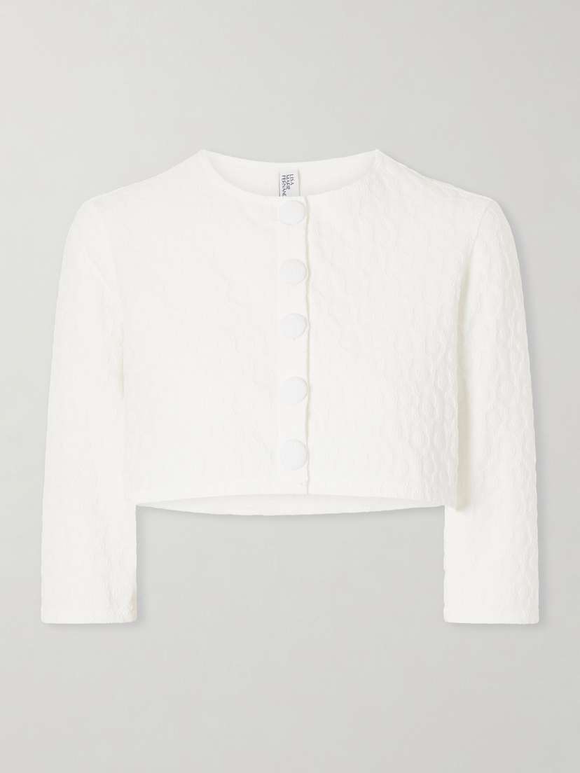 Lisa Marie Fernandez Cropped Floral-jacquard Cardigan | Thumbnail 5 Lisa Marie Fernandez Cropped Floral-jacquard Cardigan | Thumbnail 5