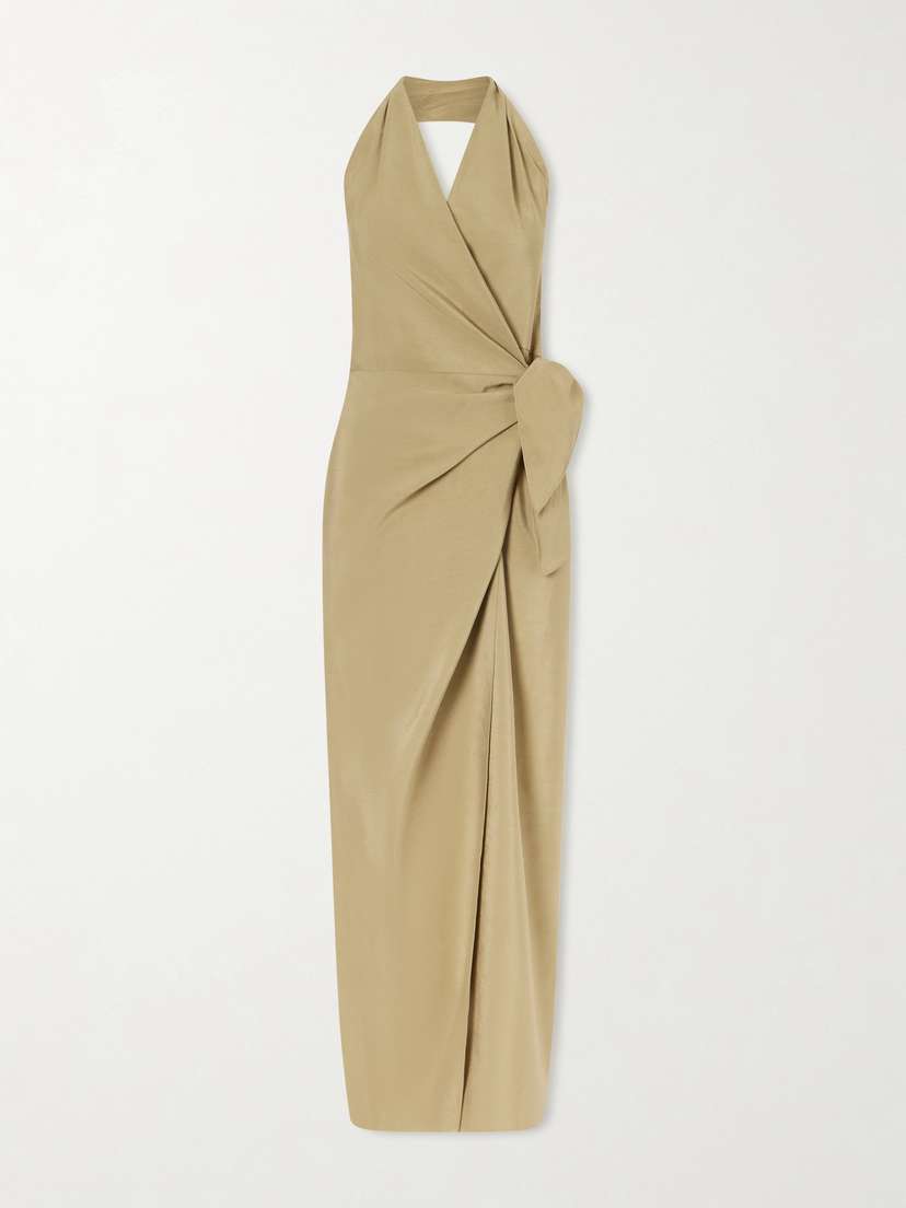 Cortana Mona Halterneck Linen And Silk-blend Maxi Dress