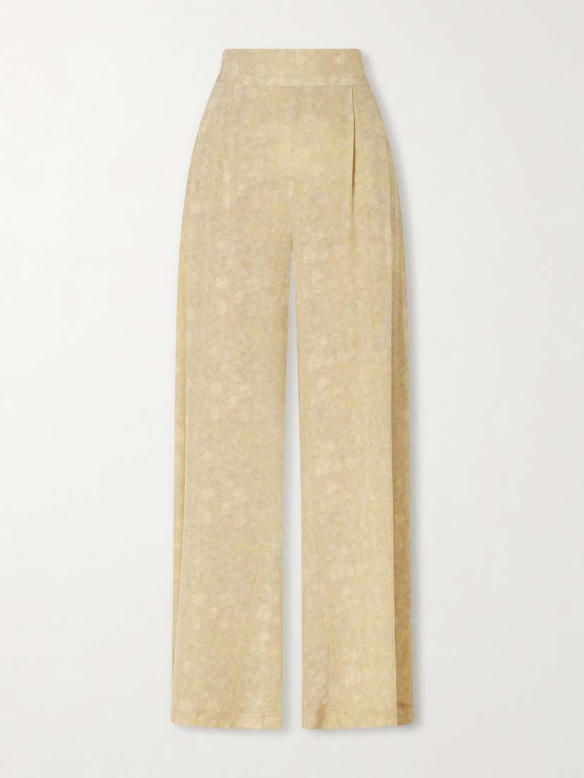 Cortana Ada Printed Silk-satin Wide-leg Pants