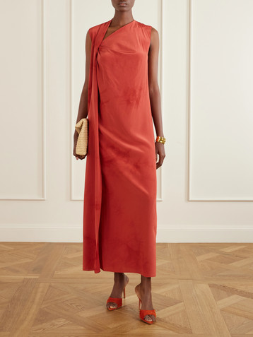Cortana Estela one-shoulder silk-chiffon maxi dress