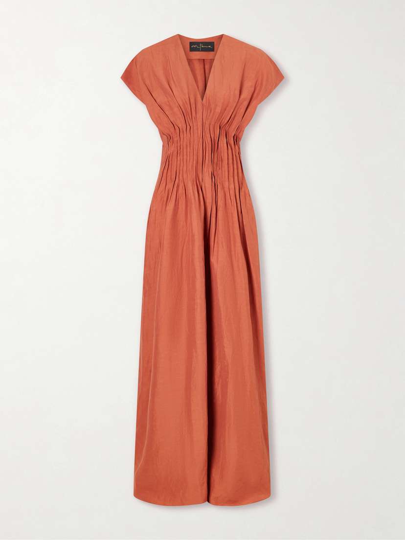 Cortana Elena Gathered Woven Maxi Dress