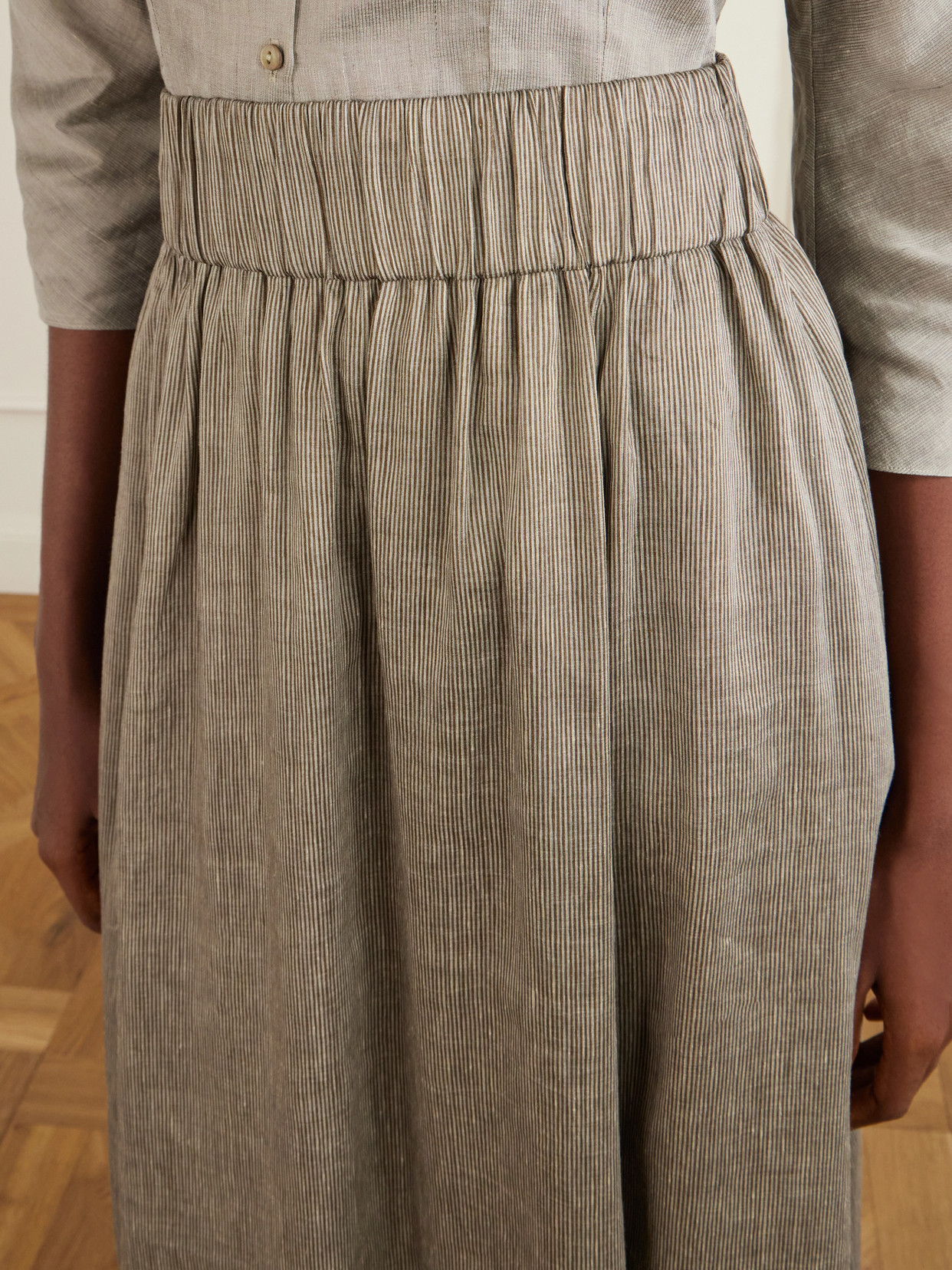 Aria Striped Linen And Silk-Blend Maxi
