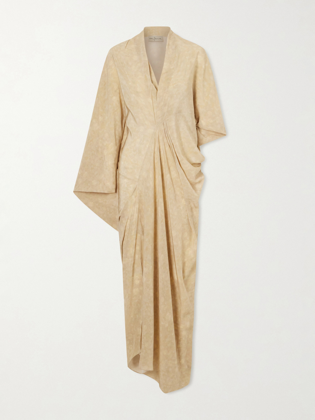 Cortana Mayu Printed Silk Maxi Dress In Neutral