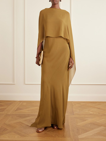 Cortana Galea one-shoulder silk-chiffon maxi dress