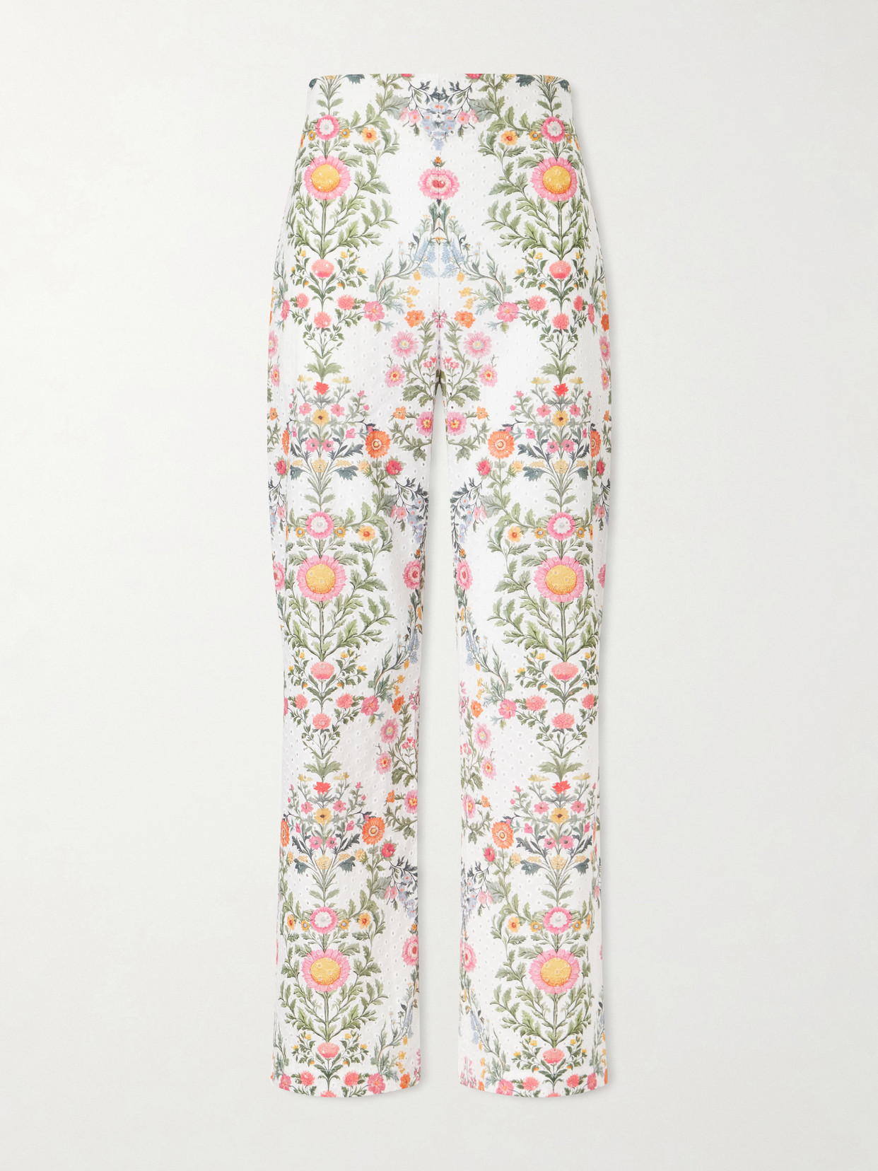 Borgo De Nor Joshua Broderie Anglaise Cropped Cotton Straight-leg Pants In Multi