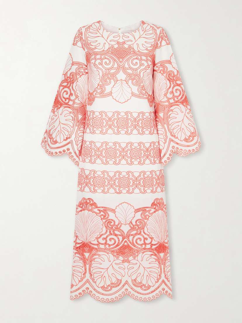 Borgo de Nor Seraphina Broderie Anglaise Cotton-blend Poplin Midi Dress