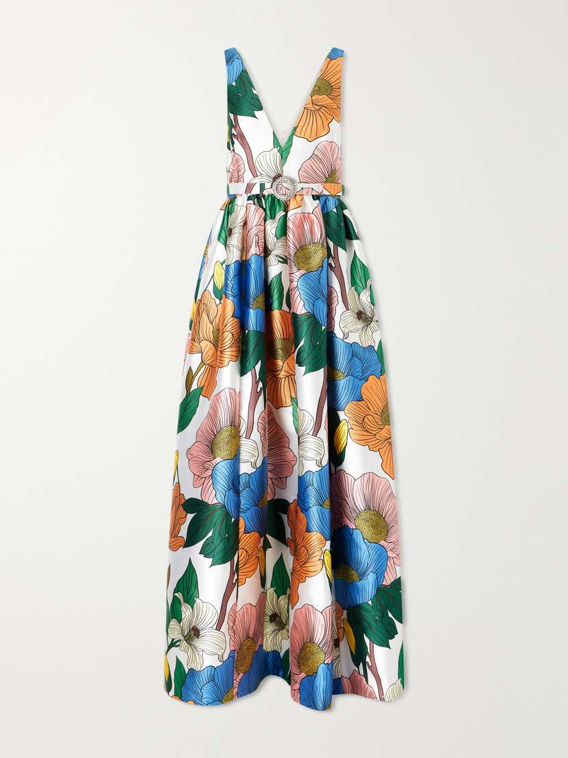 Borgo de Nor Isabella Belted Floral-print Taffeta Maxi Dress | Thumbnail 5 Borgo de Nor Isabella Belted Floral-print Taffeta Maxi Dress | Thumbnail 5