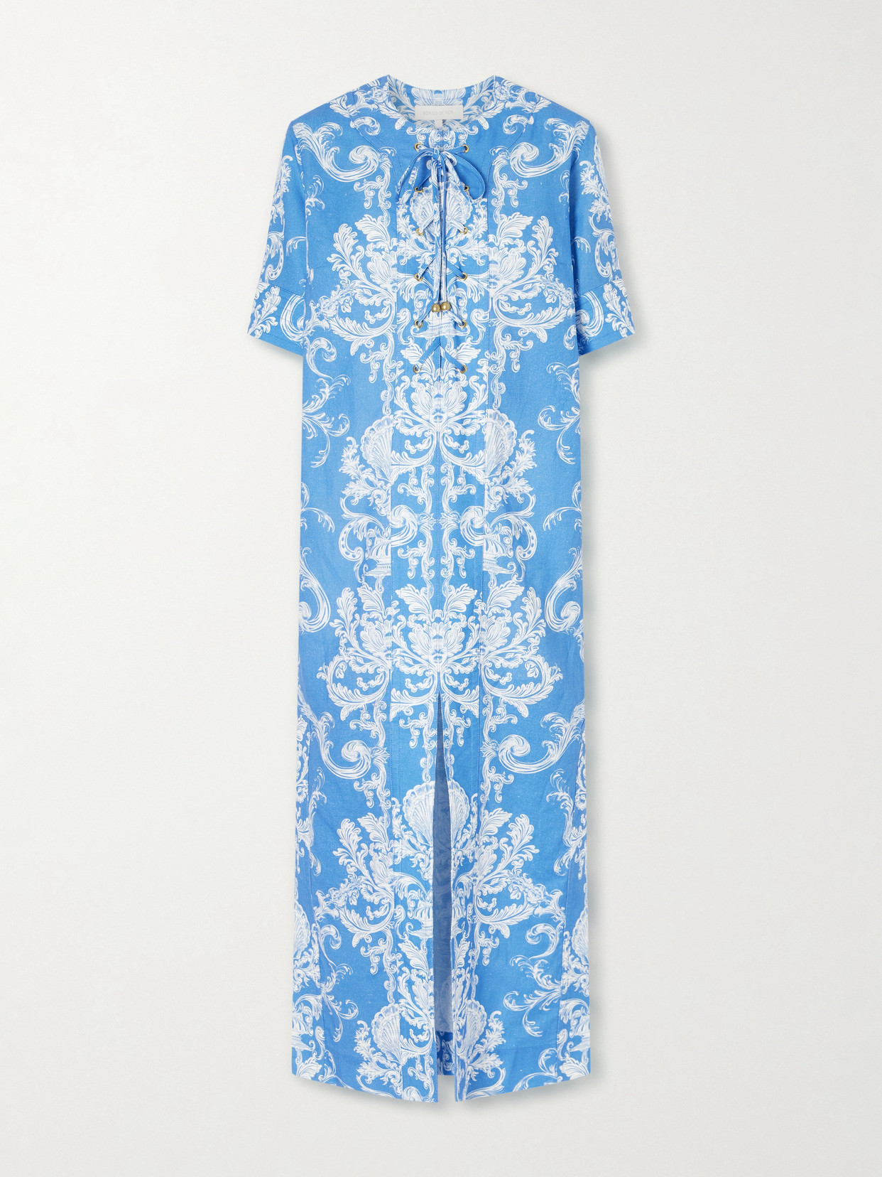 Borgo De Nor Calista Linen Printed Maxi Dress In Blue