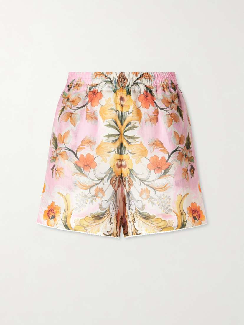 Borgo de Nor Bizzy Raimi Floral-print Ramie Shorts