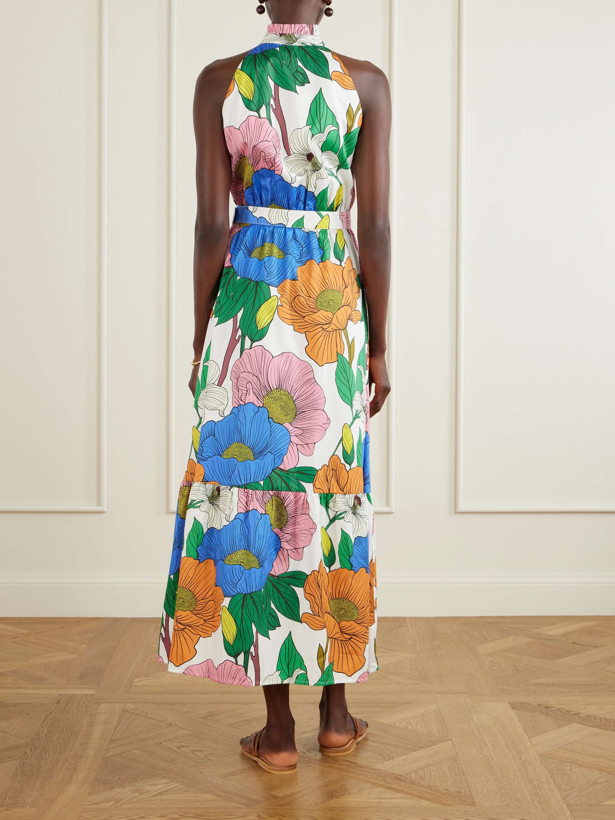 BORGO DE NOR Biba tiered printed cotton-poplin maxi dress