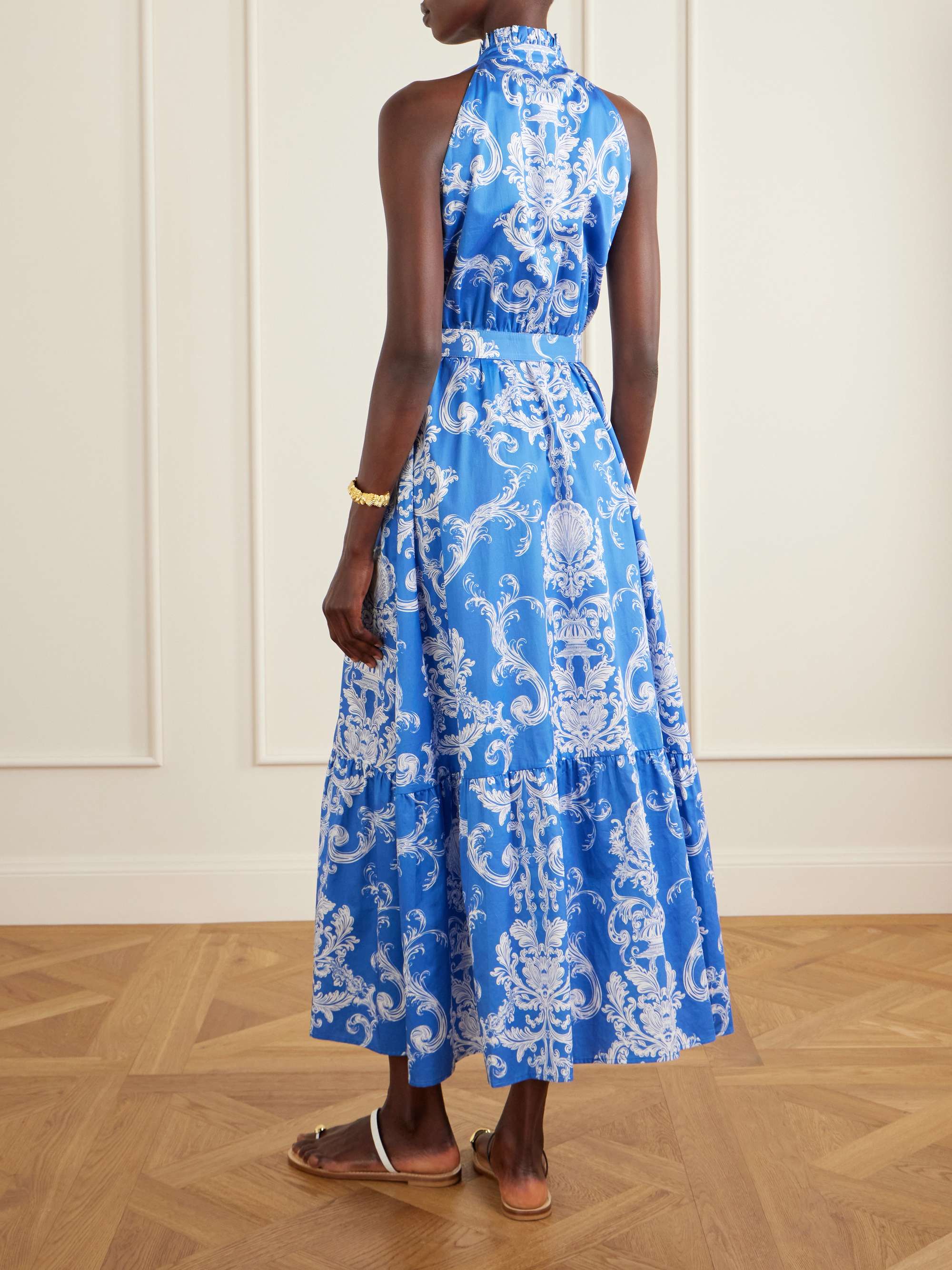BORGO DE NOR Biba tiered printed cotton-poplin maxi dress