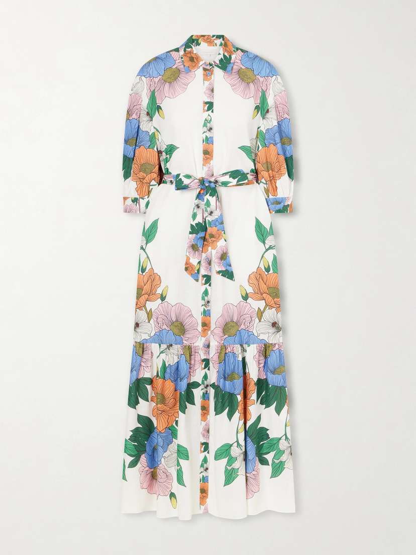Borgo de Nor Bianca Linen-blend Floral Midi Dress