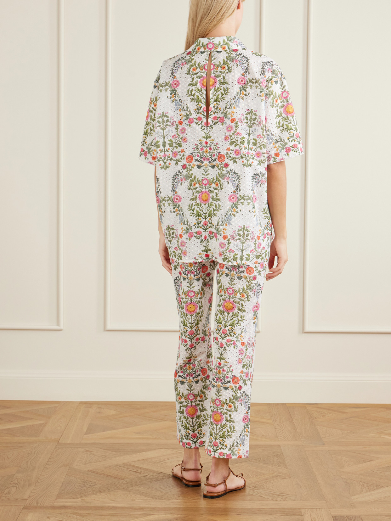 Akari Printed Broderie Anglaise Cotton Shirt