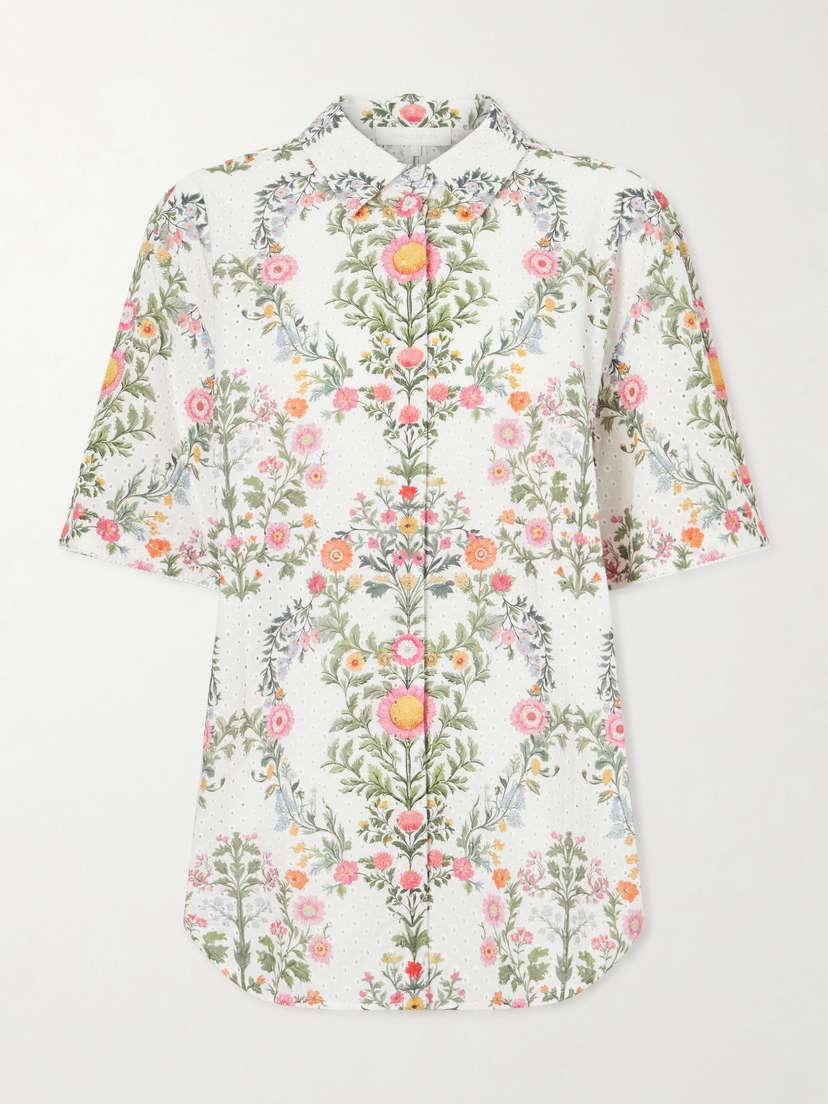 Borgo de Nor Akari Printed Broderie Anglaise Cotton Shirt