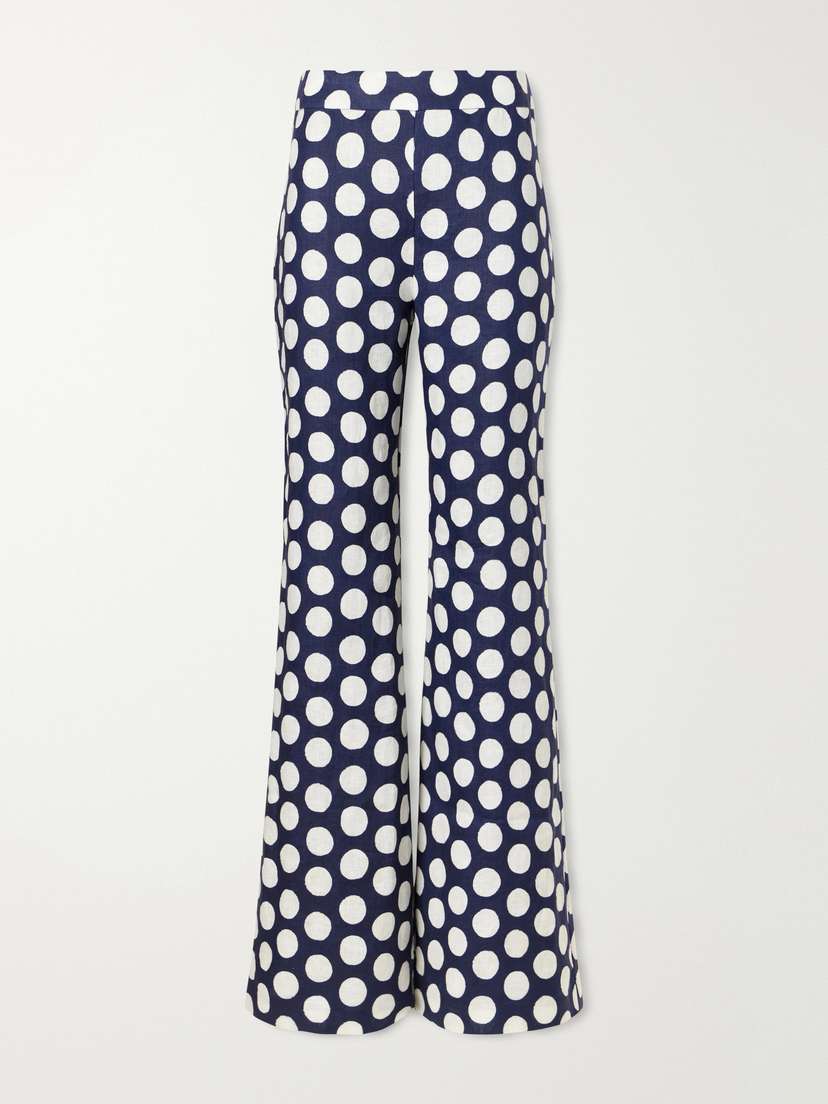 Cara Cara Polka Dot Linen Wide-leg Pants