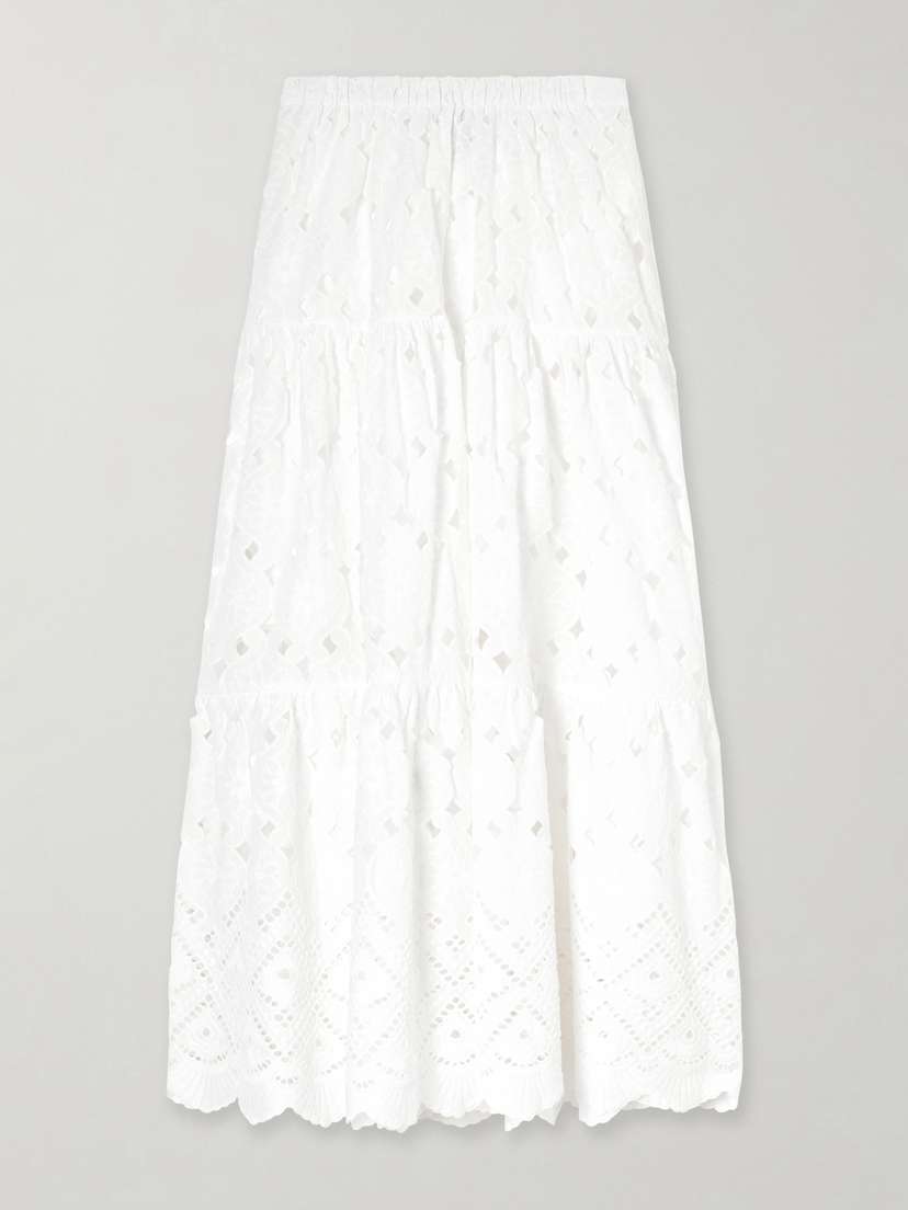 Cara Cara Melanie Broderie Anglaise Cotton Midi Skirt