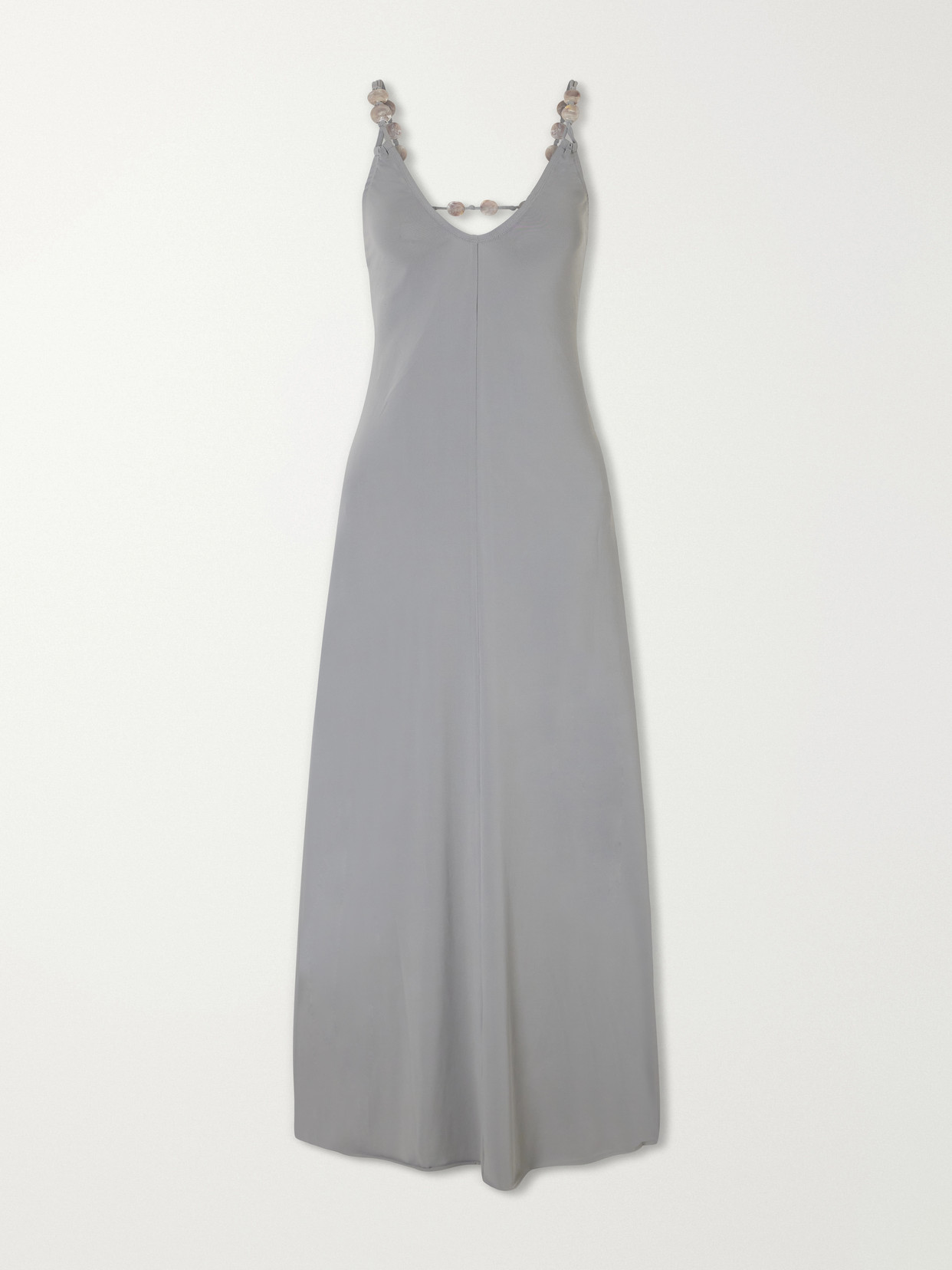 Eres Sculpturale Bead-embellished Stretch-jersey Maxi Dress In Gray