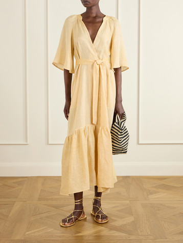 Eres Audacieuse belted tiered linen midi dress