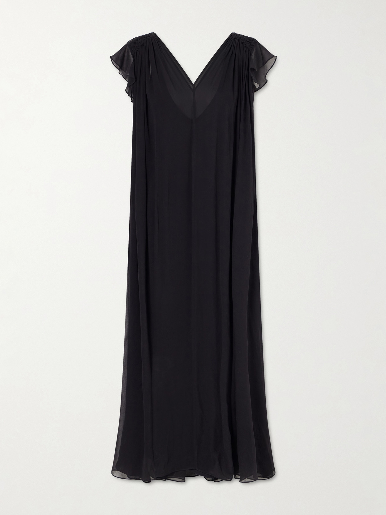 Eres Midnight Concert Shirred Muslin Maxi Dress In Black